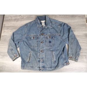 Vintage Carhartt Trucker Jacket Blue Jean Denim Work Coat Men's 2XL Model J186